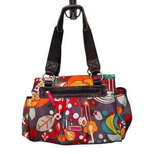 Lily Bloom Landon Triple Section Satchel Multicolor Floral Handbag Shoulder Bag